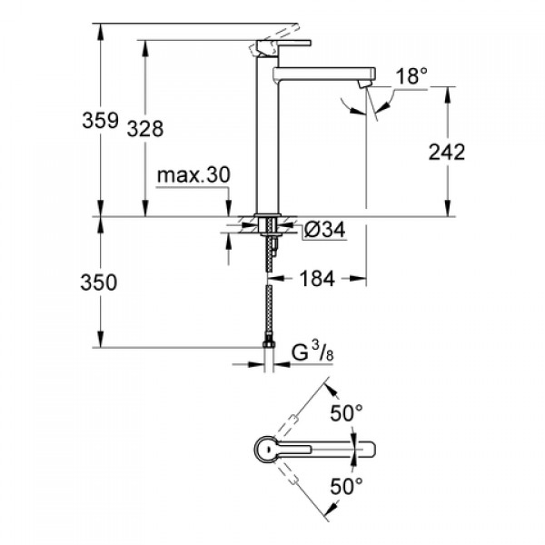 德國 GROHE Lineare 23405 高身面盆龍頭 242mm