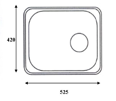 Walrus YH225C 不鏽鋼單膽平邊檯面廚盆連去水 525x420x180mm 鏡面鉻