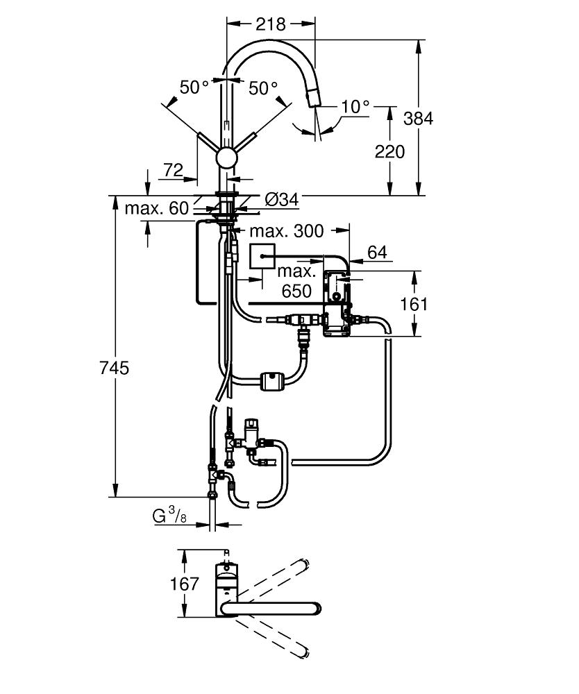 德國 GROHE Minta Touch 31358-001 輕觸式廚盆龍頭連可拉出花灑噴咀