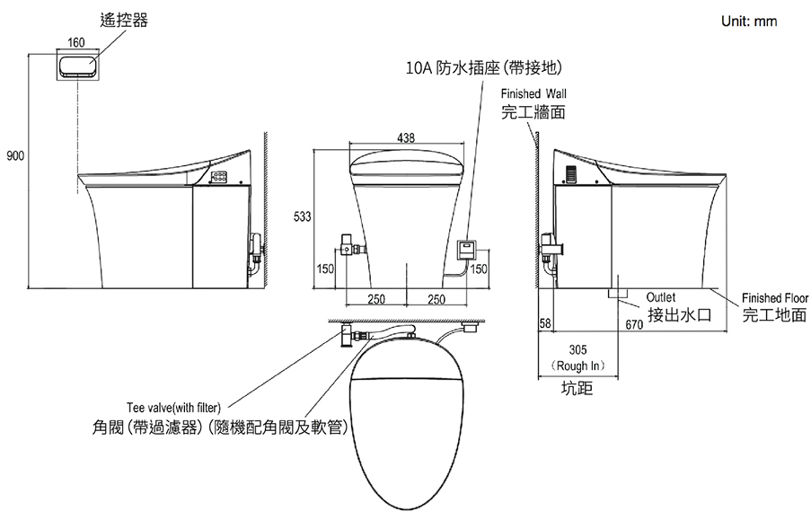 美國 KOHLER Veil K-5401T 一體．超感智能座廁 (地排305mm)