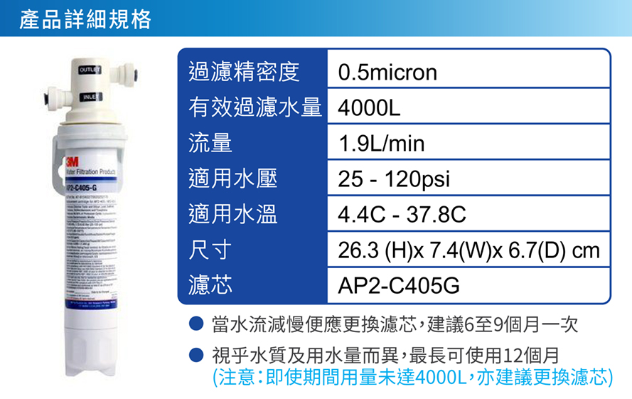 3M AP2-405G 家用濾水系統連LED龍頭 (枱下安裝)