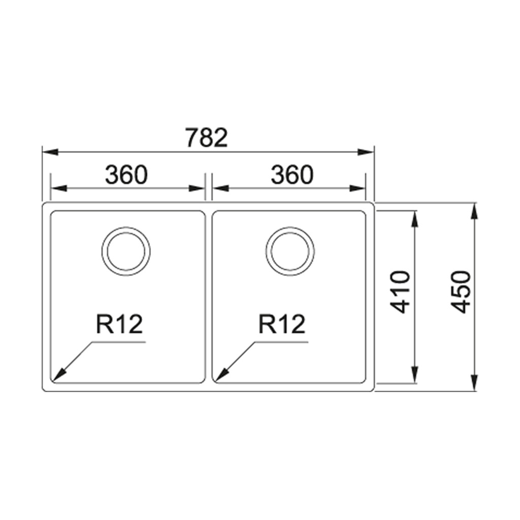 瑞士 FRANKE BOX BXX220-36-36 不鏽鋼雙膽平邊廚盆 782x450x200mm (檯面/底/平頂)
