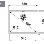瑞士 FRANKE BOX BXX210-54 不鏽鋼單膽平邊廚盆 580x450x200mm (檯面/底/平頂)