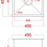 Walrus FA4545AR 不鏽鋼單膽平邊檯底廚盆連去水 450X450X250mm