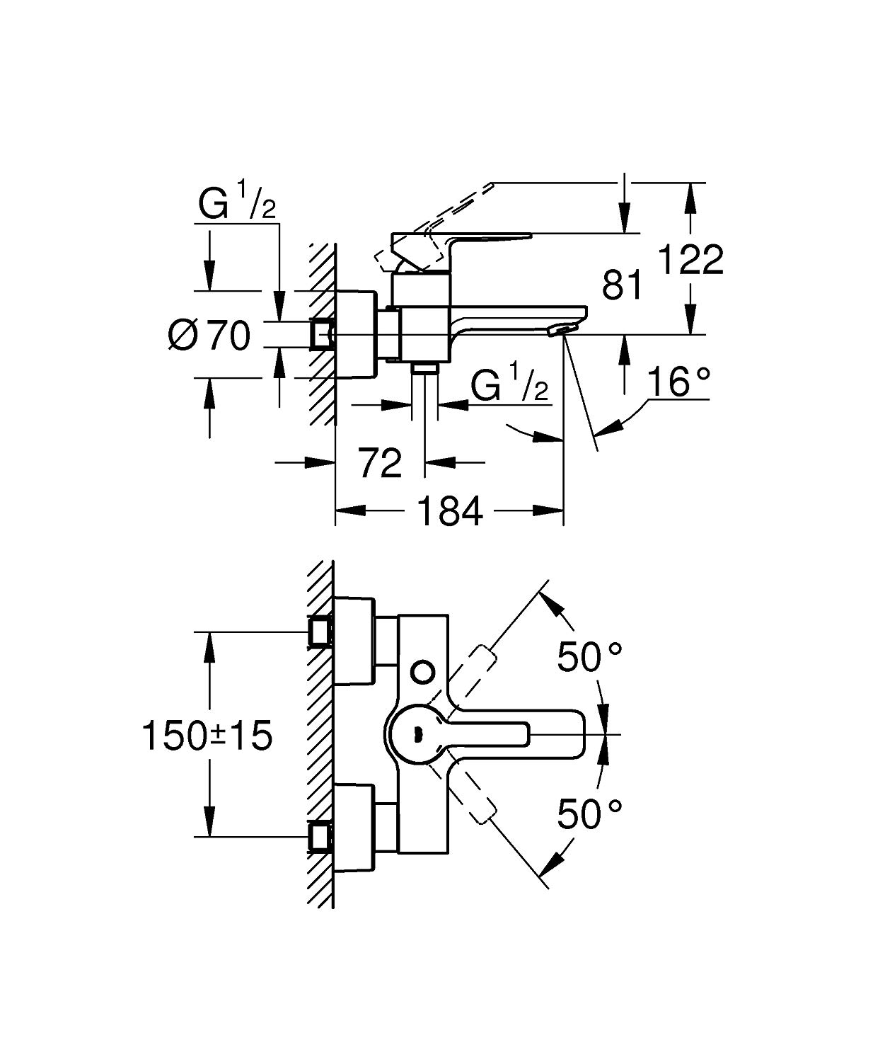 德國 GROHE Lineare 33849001 明牆單控浴缸龍頭 (鍍鉻)