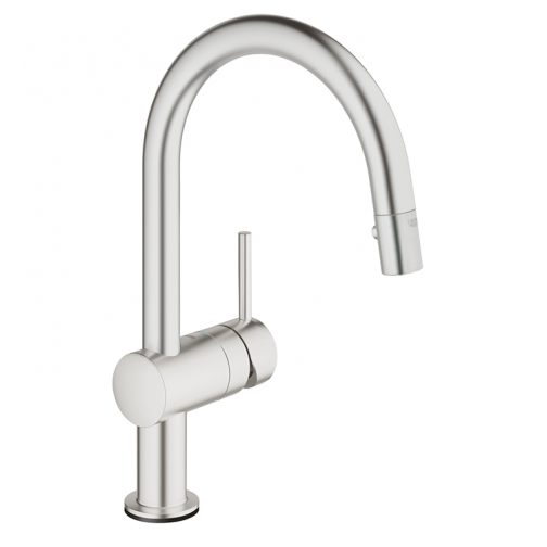 German GROHE Minta 31358DC1 Electronic Kitchen Mixer C-Spout Pull-out Spray SuperSteel 【FREE Installation】 - 香港浴室潔具網購店