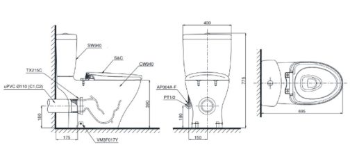 TOTO-C940E-S940DPE-Elongated-Close-Coupled-Toilet-drawing